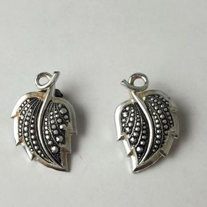 Vintage Leaf Earrings Silver Tone Finish Made in Germany